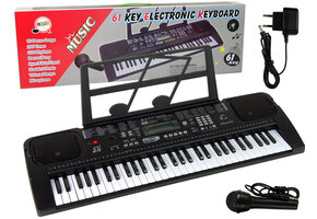 Keyboard piano - 70x23x7cm - met microfoon - zwart