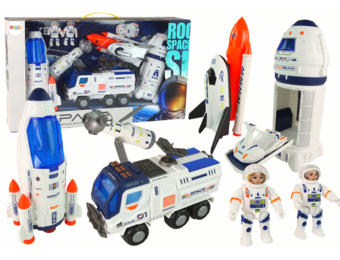 Raket speelgoed - speelset - 8 delig - wit blauw