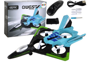 RC vliegtuig - 24x6x18 cm - met kleurrijke lichten - blauw