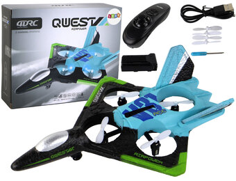 RC vliegtuig - 24x6x18 cm - met kleurrijke lichten - blauw