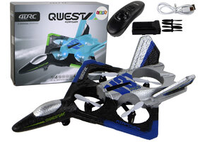 RC vliegtuig - 24x6x18 cm - met kleurrijke lichten - zilverblauw