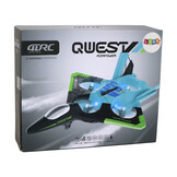 RC vliegtuig - 24x6x18 cm - met kleurrijke lichten - zilverblauw