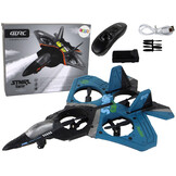 RC vliegtuig - 24x6x18cm - met kleurrijke lichten - donkerblauw