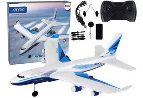 RC vliegtuig - 38x10x40cm - 0,5m/sec - 150 tot 200m - wit blauw