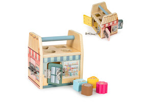 Vormenstoof - blokkensorteerder - 17x12x15,5 cm - hout - kleurrijk