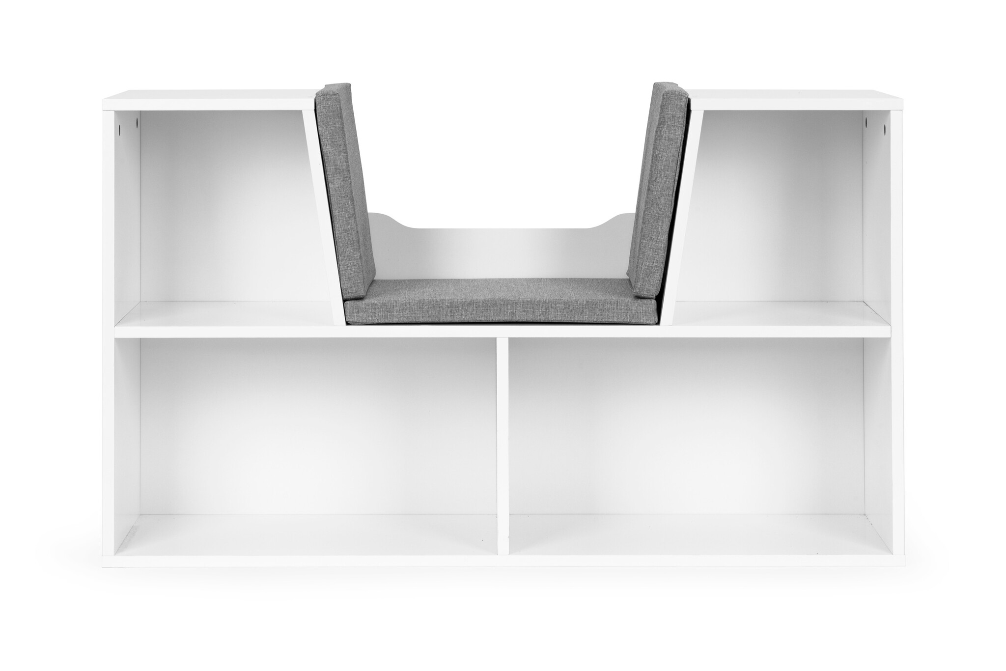 Speelgoedkast - met bankje - 102x30x61cm - hout - wit grijs
