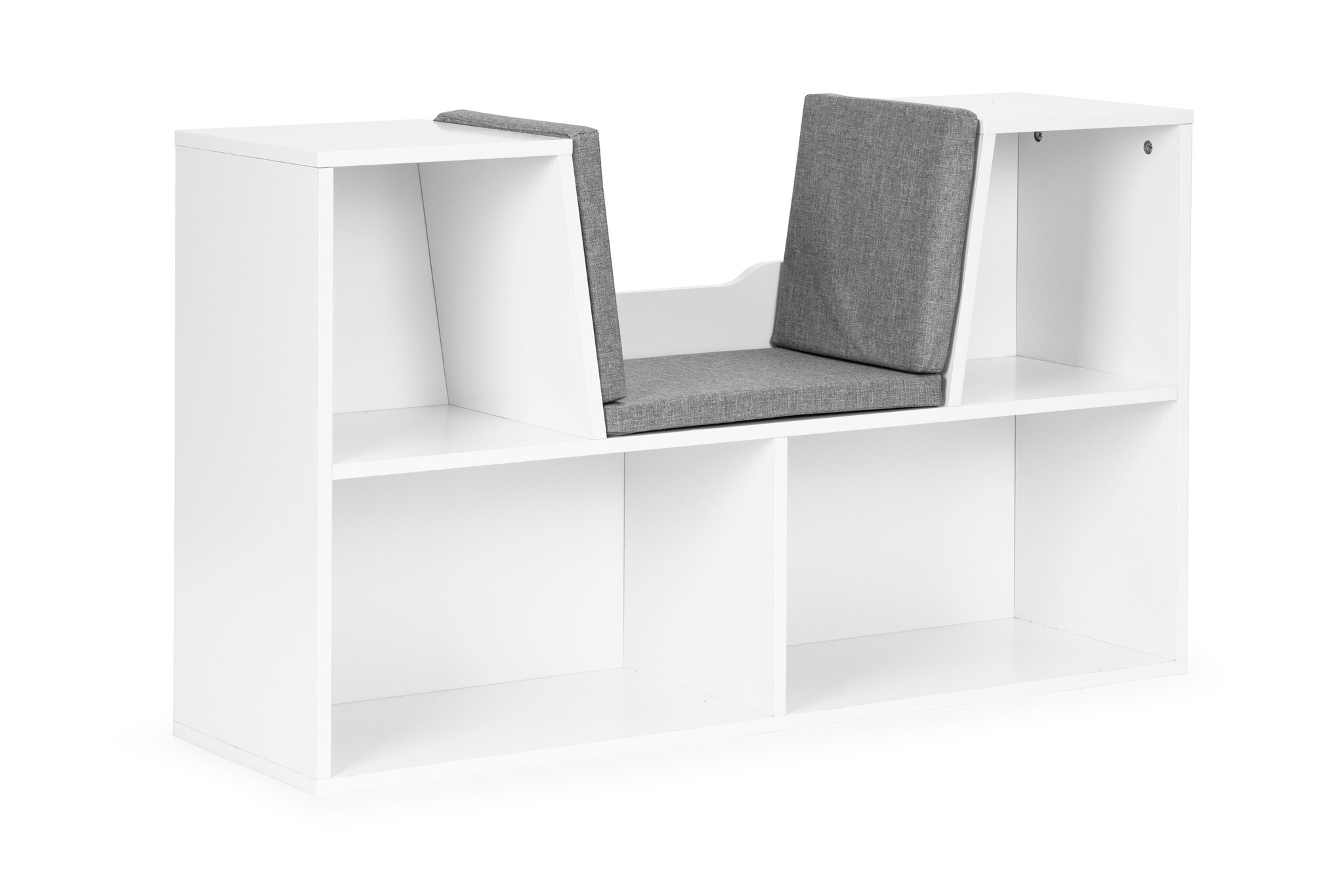Speelgoedkast - met bankje - 102x30x61cm - hout - wit grijs