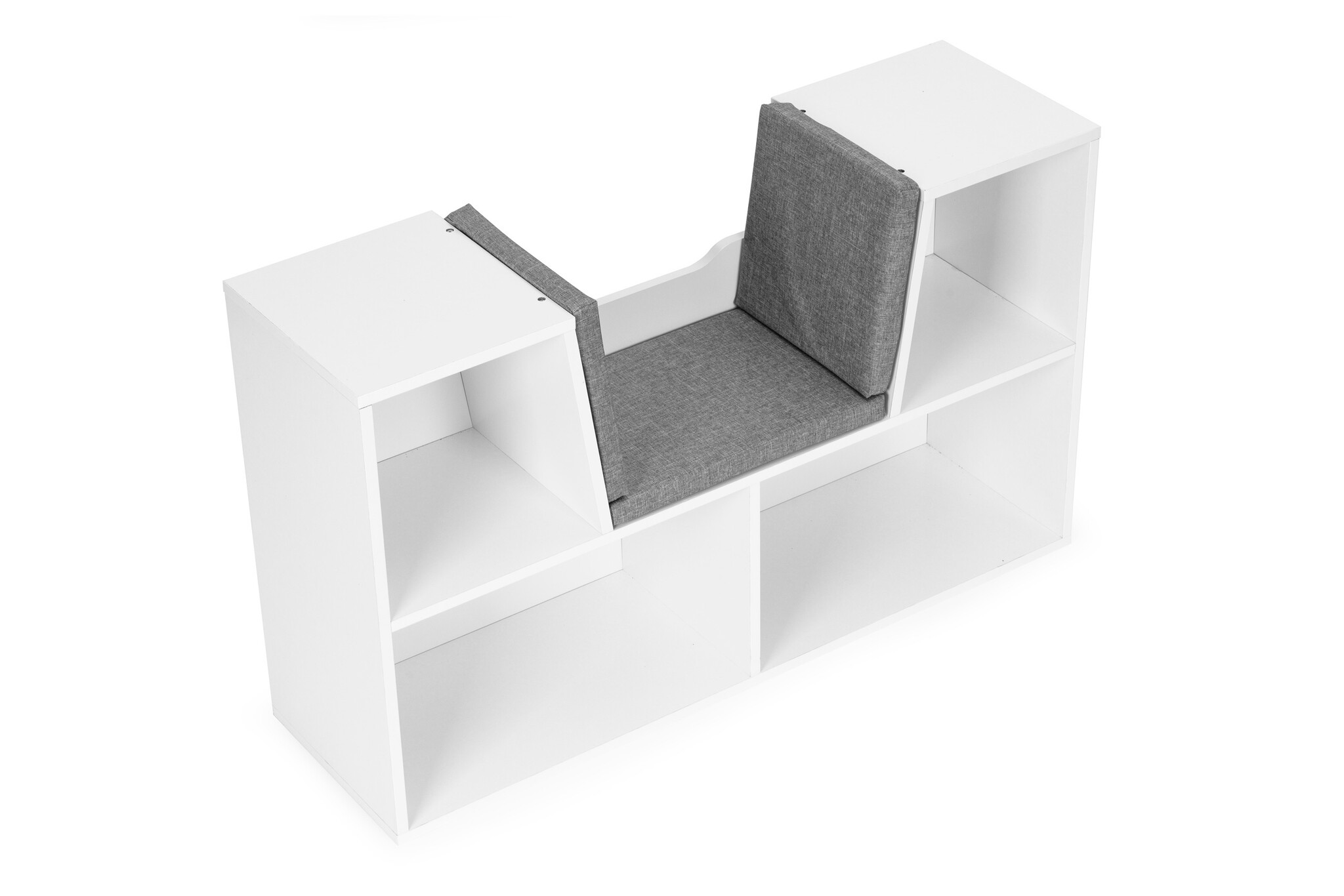 Speelgoedkast - met bankje - 102x30x61cm - hout - wit grijs