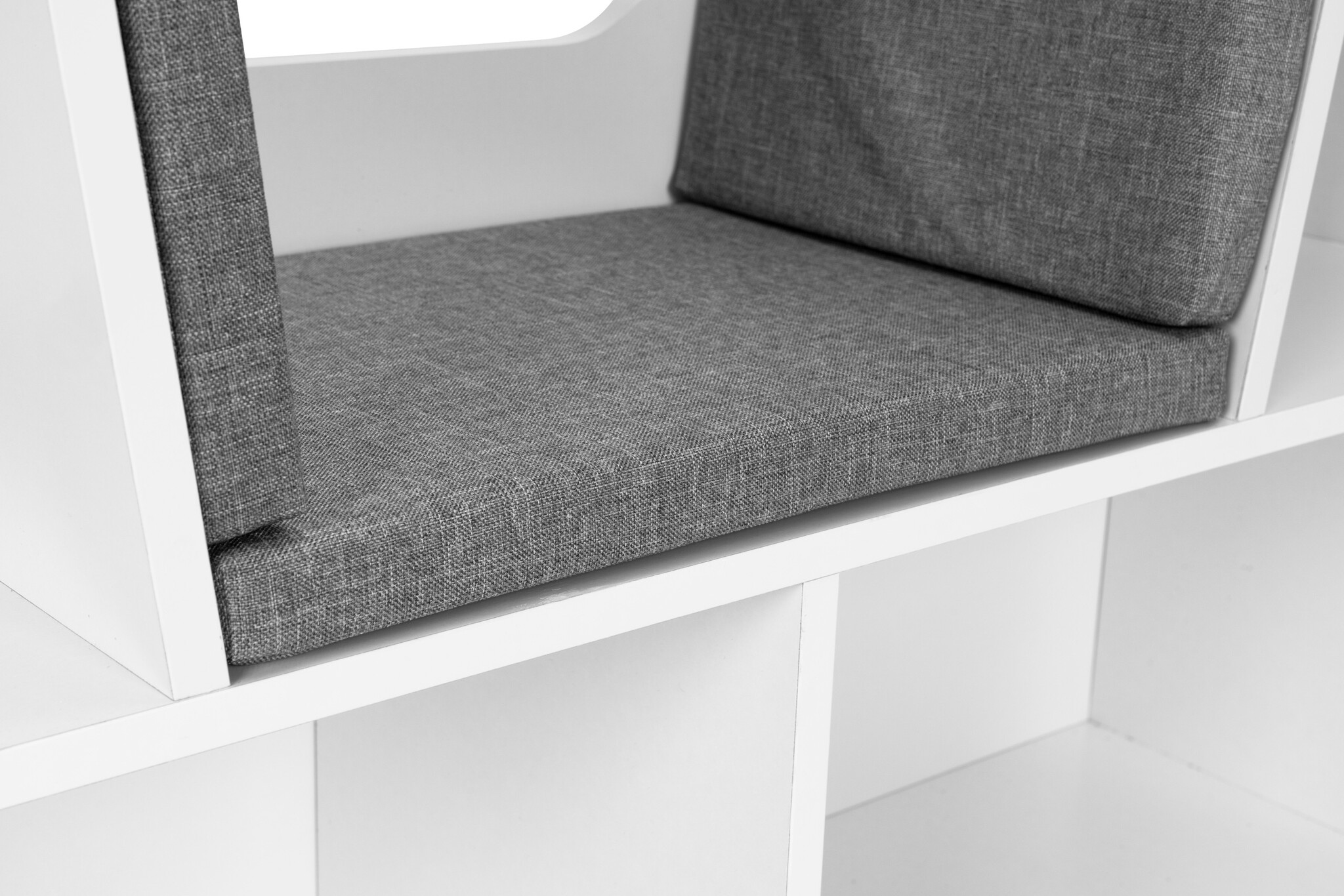 Speelgoedkast - met bankje - 102x30x61cm - hout - wit grijs