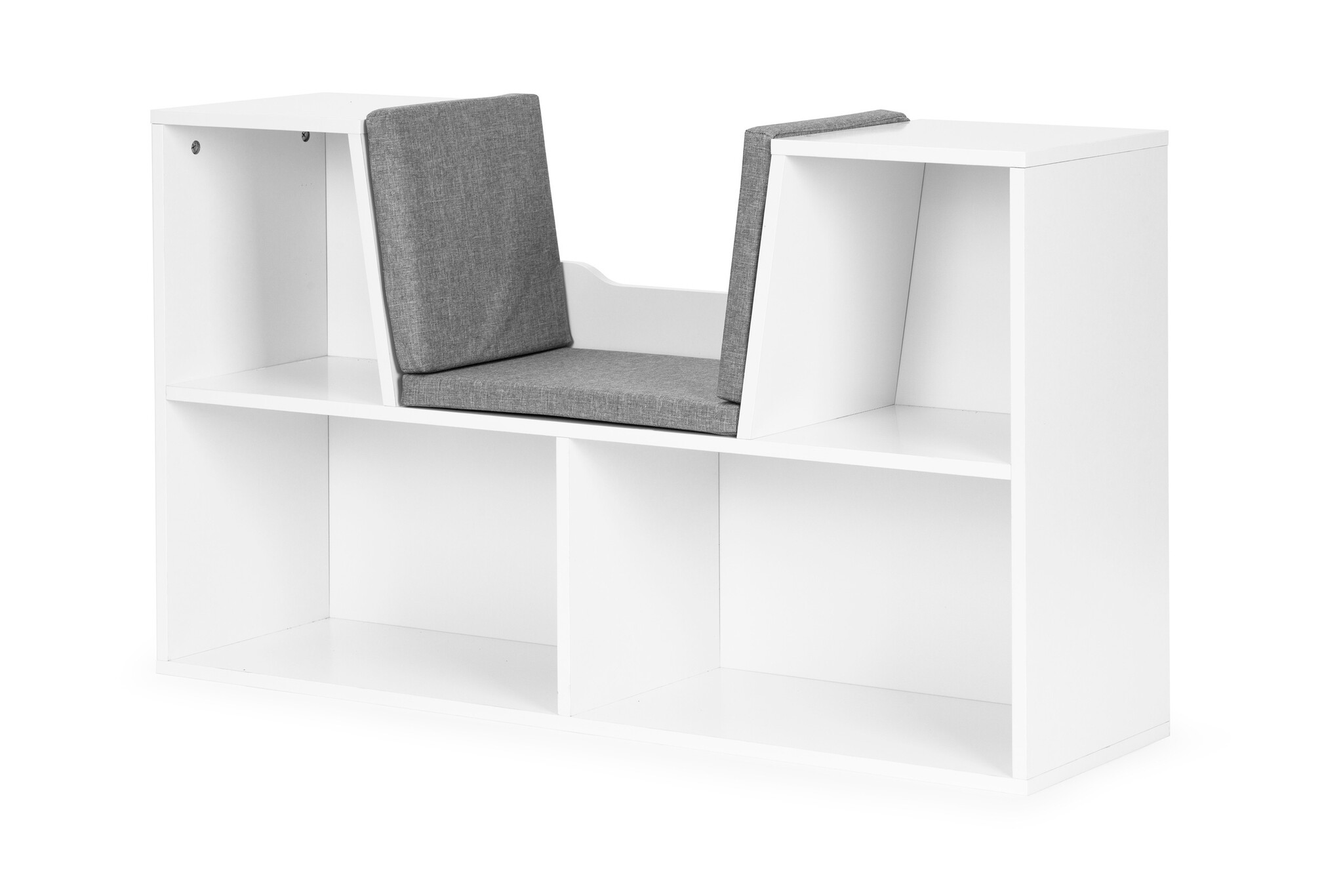 Speelgoedkast - met bankje - 102x30x61cm - hout - wit grijs