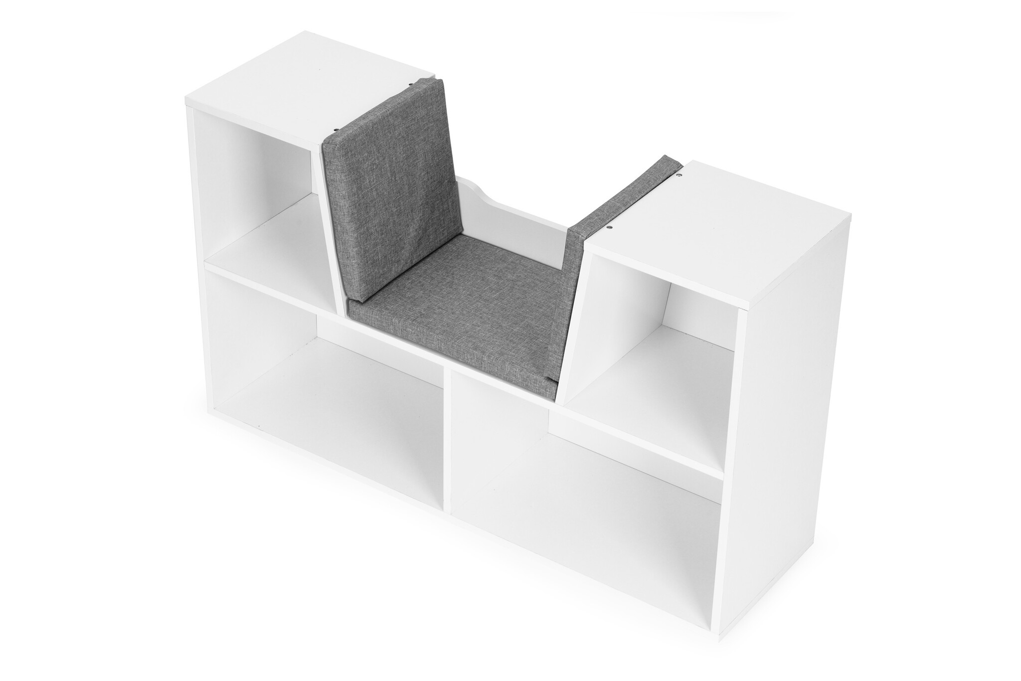 Speelgoedkast - met bankje - 102x30x61cm - hout - wit grijs