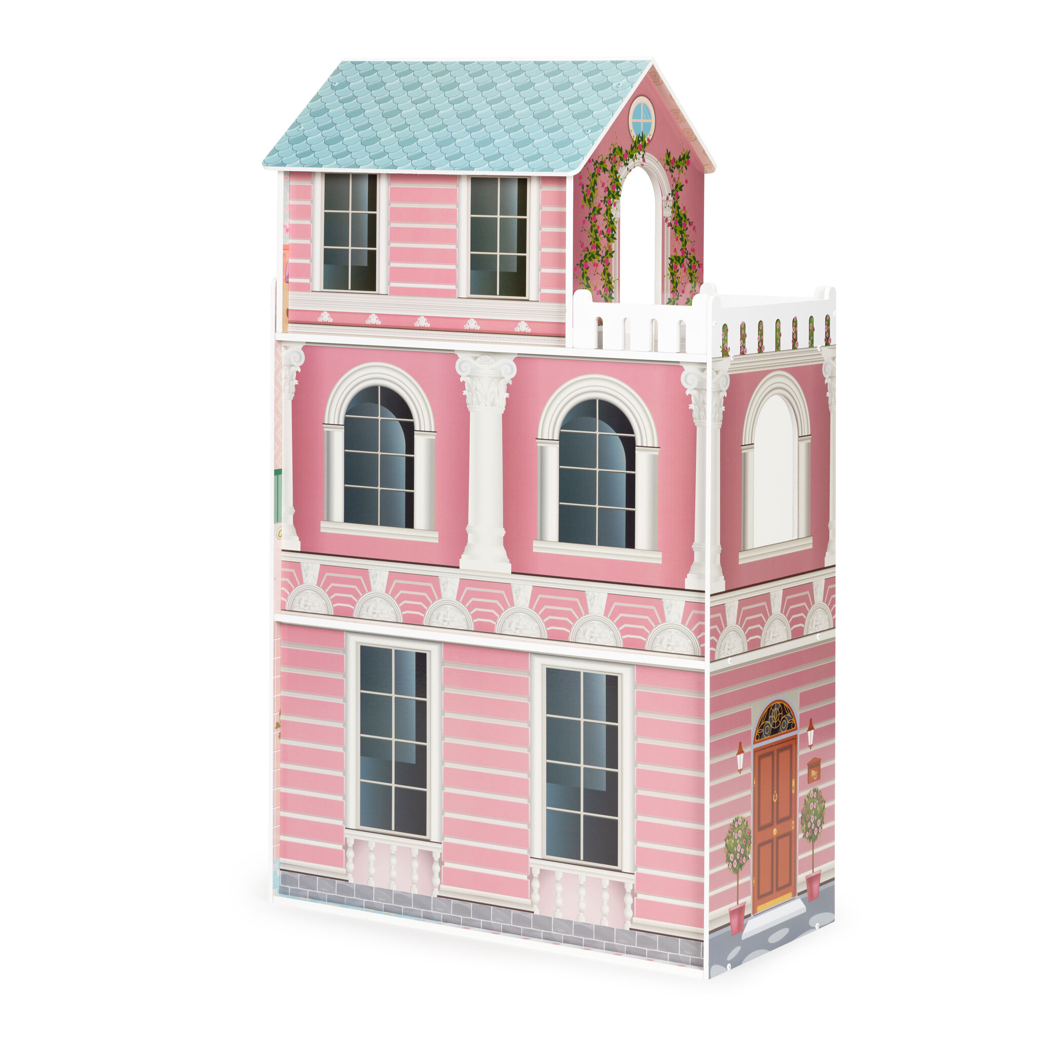 Poppenhuis - 61x30x106 cm - hout - met meubels
