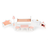 Poppenhuis - 61x30x106 cm - hout - met meubels