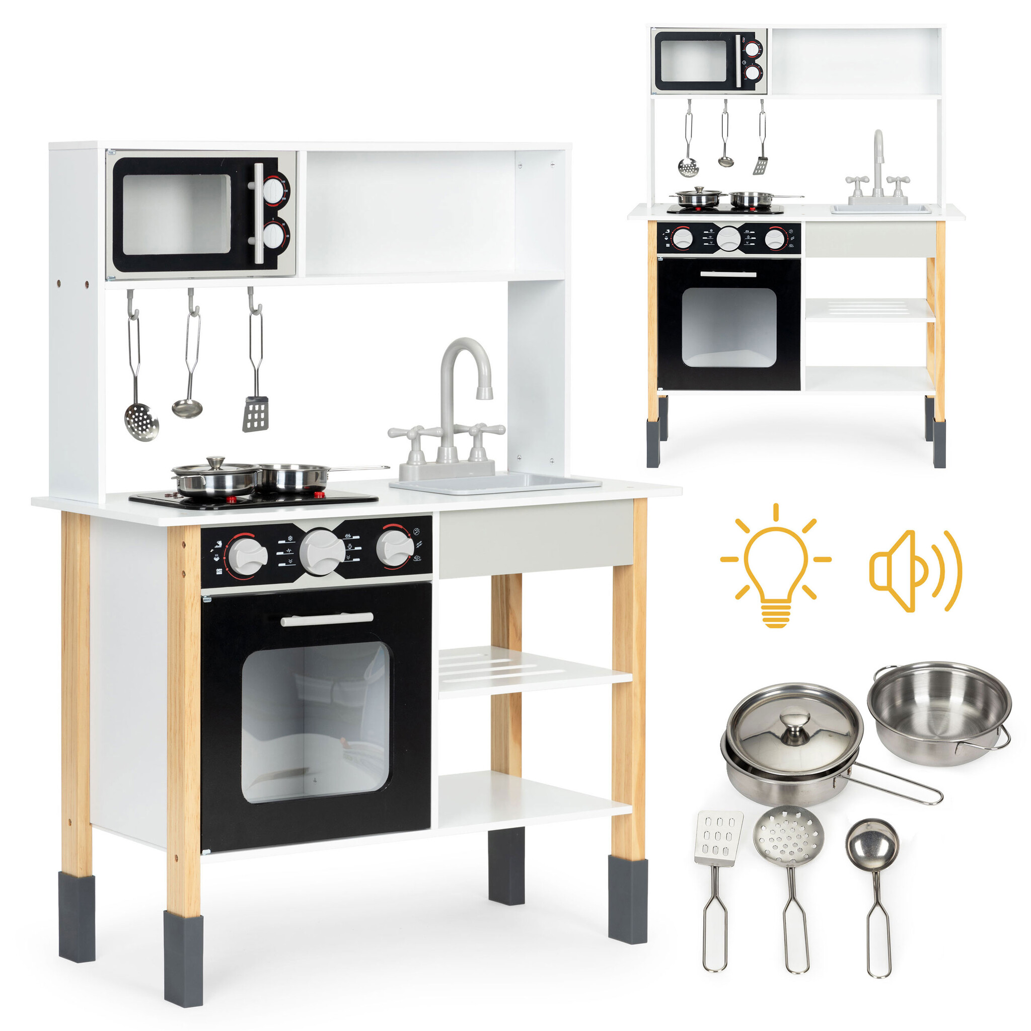 Kinderkeuken - 95x53,5x30,70cm - inbouwoven - houten - wit