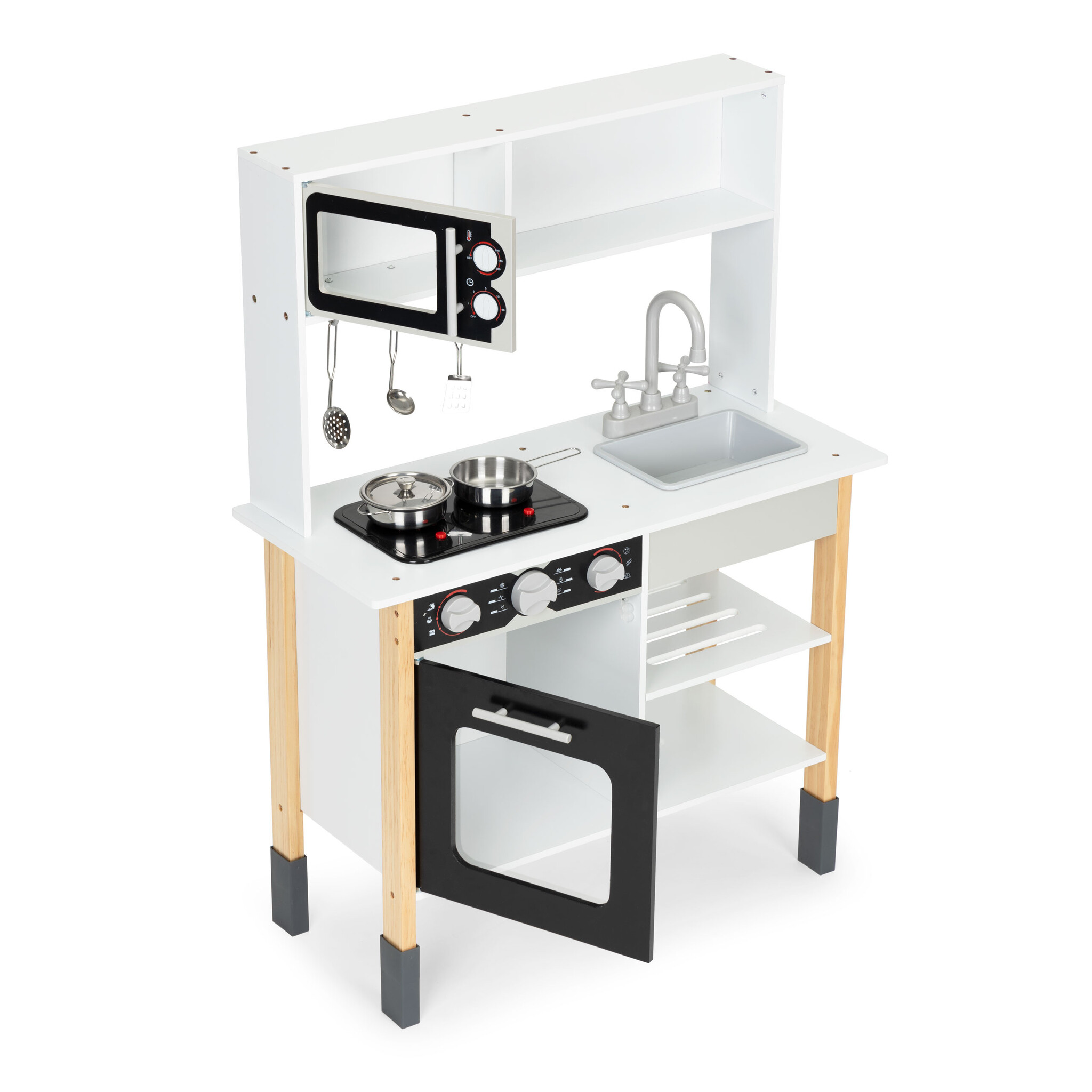 Kinderkeuken - 95x53,5x30,70cm - inbouwoven - houten - wit