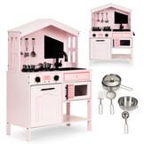 Kinderkeuken - 89x49x60 cm - hout - met accessoires - roze