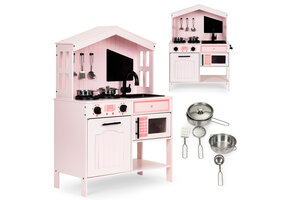 Kinderkeuken - 89x49x60 cm - hout - met accessoires - roze