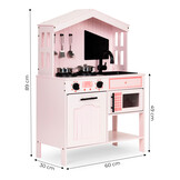 Kinderkeuken - 89x49x60 cm - hout - met accessoires - roze