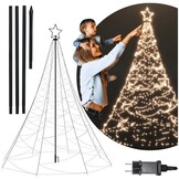Vlaggenmast kerstboom - 183 cm - LED-verlichting - warmwit
