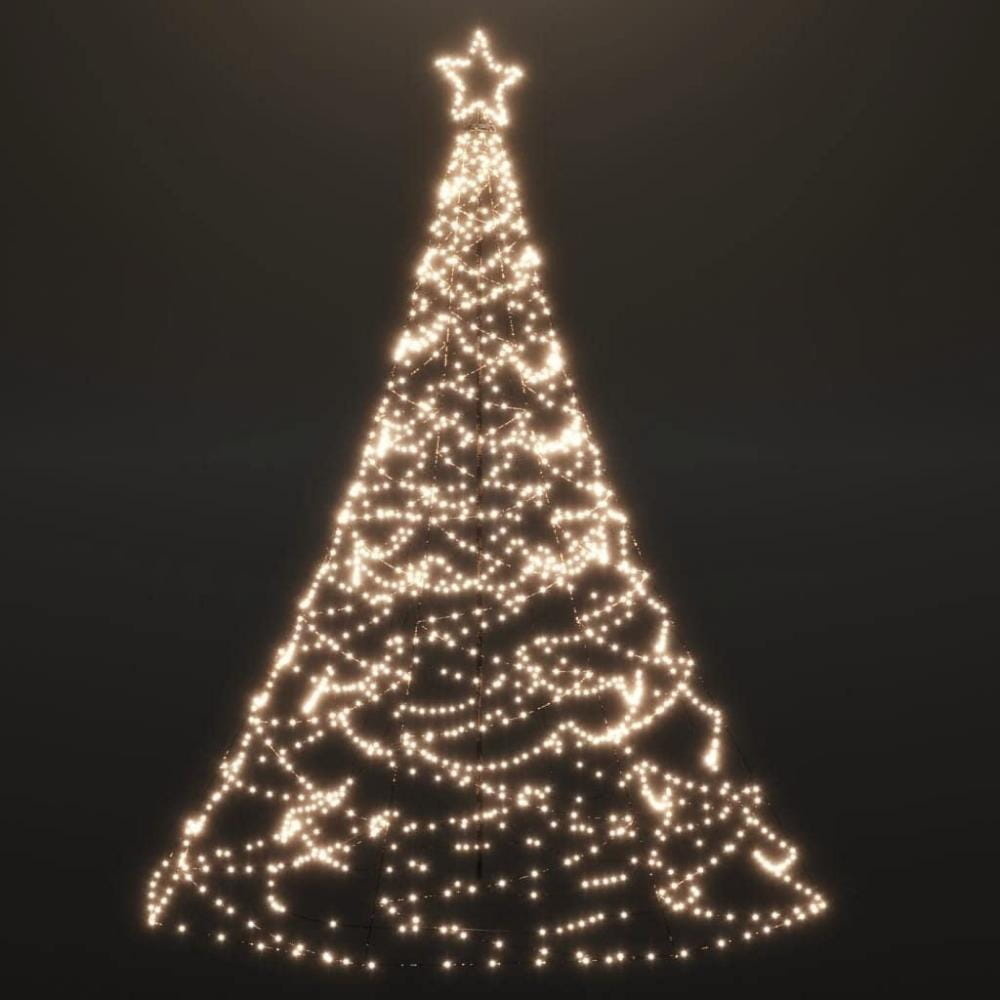 Vlaggenmast kerstboom - 183 cm - LED-verlichting - warmwit