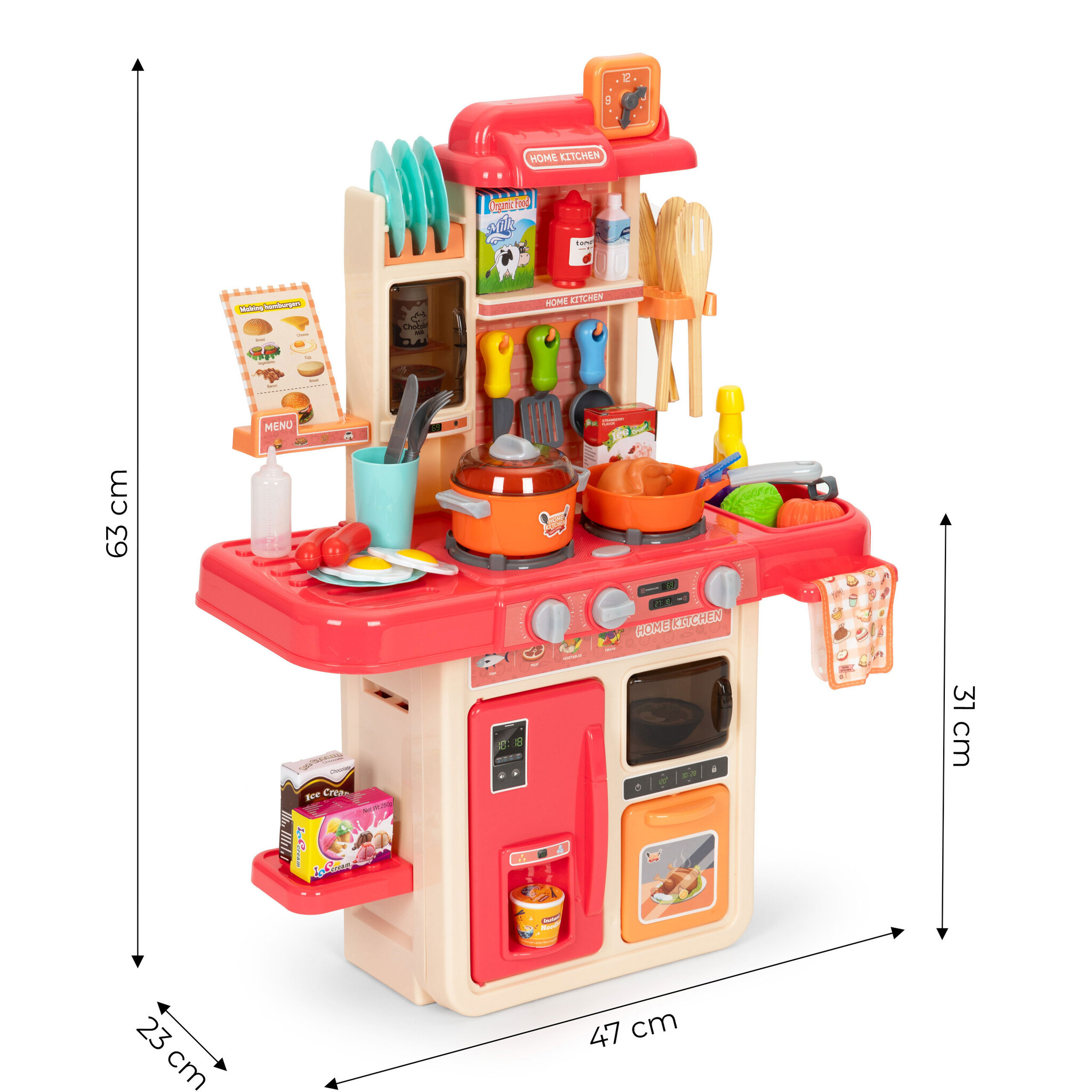Kinderkeuken - 63x31x23cm - 42 accessoires - met stoomgenerator