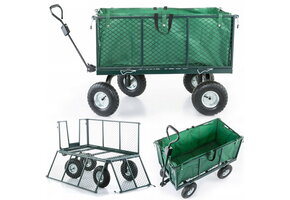 Tuinkar - bolderkar - met uitneembare zak - tot 450 kg - groen