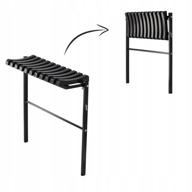 Inklapbare tuinbank zwart - 68x68x68cm - voetsteun