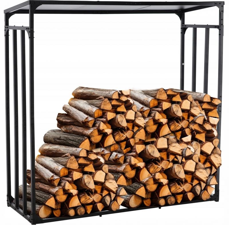 Houtopslag met dak - metaal - 185x70x185cm