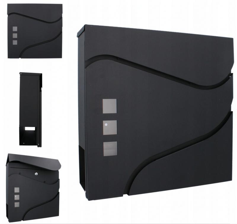 Brievenbus - zwart - 37x37x10,5cm