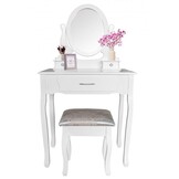 Kaptafel met krukje - wit - MDF - 73x40x71/132cm