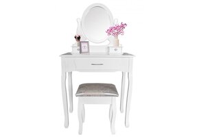 Kaptafel met krukje - wit - MDF - 73x40x71/132cm