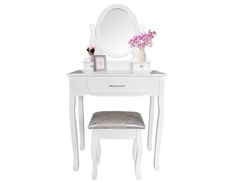 Kaptafel met krukje - wit - MDF - 73x40x71/132cm