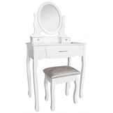 Kaptafel met krukje - wit - MDF - 73x40x71/132cm