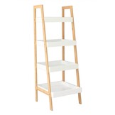 Witte ladderrek - 34x35x98cm - MDF & bamboe