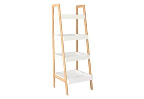 Witte ladderrek - 34x35x98cm - MDF & bamboe
