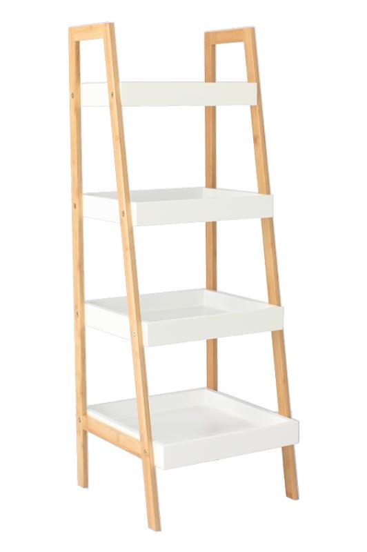 Witte ladderrek - 34x35x98cm - MDF & bamboe