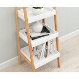 Witte ladderrek - 34x35x98cm - MDF & bamboe