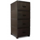 Kunststof ladekast rattanlook - bruin - 38x45x90cm - 4 laden