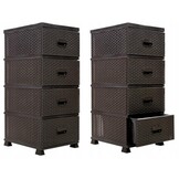 Kunststof ladekast rattanlook - bruin - 38x45x90cm - 4 laden