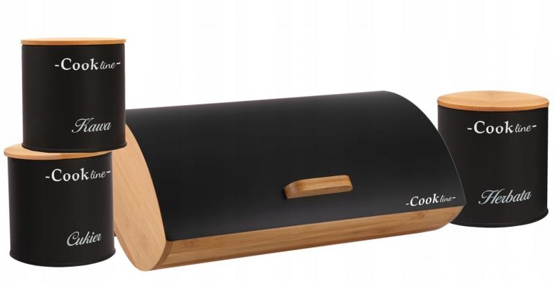 Broodtrommel - bamboe deksel - mat zwart - 36,5x25x13cm