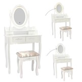 Kaptafel - led spiegel - krukje - wit - hout - 80x40x120cm