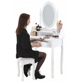 Kaptafel - led spiegel - krukje - wit - hout - 80x40x120cm