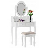 Kaptafel - spiegel - krukje - wit - LED - 80x40x120cm