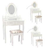 Kaptafel - spiegel - krukje - wit - LED - 80x40x120cm