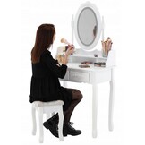 Kaptafel - spiegel - krukje - wit - LED - 80x40x120cm