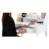 Kaptafel - spiegel - krukje - wit - LED - 80x40x120cm