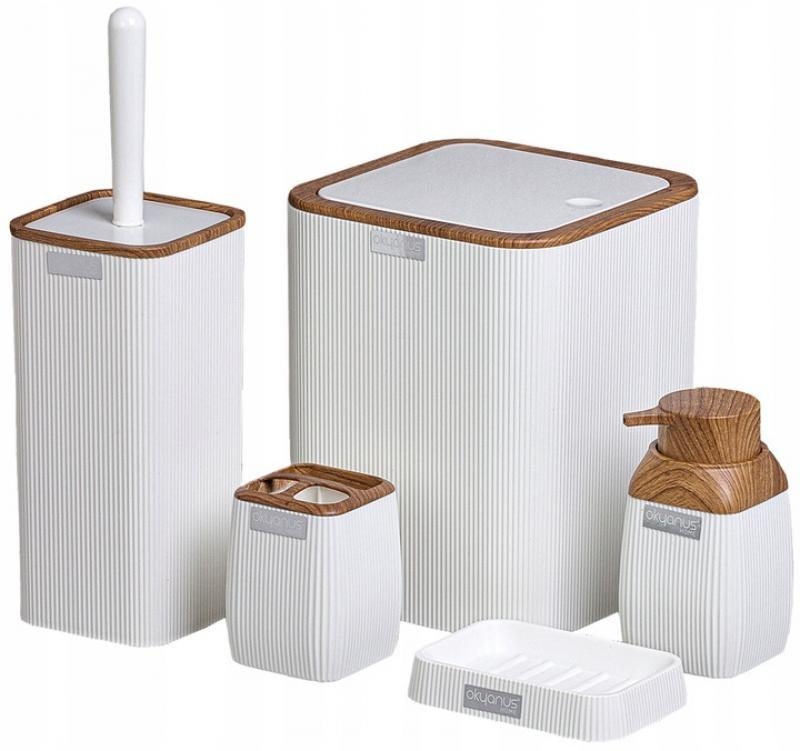 Badkamer set - wit - hout - vierkant - 5-delig