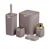 Badkamer set - vierkant - 5-delig - bruin/goud