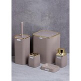 Badkamer set - vierkant - 5-delig - bruin/goud