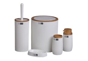 Badkamer set - wit - hout - 5-delig - rond